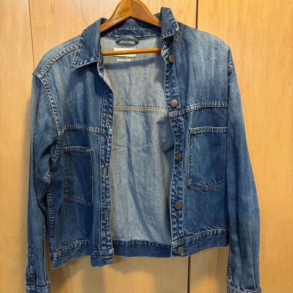 Isabel Marant Blue Jean Jacket with Ruffled Edge